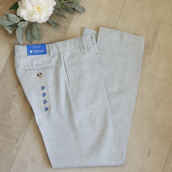 Boys Linen Pants Light Blue J Bailey Flat Front Dressy Slack Portrait Vacation - Picture 1 of 6